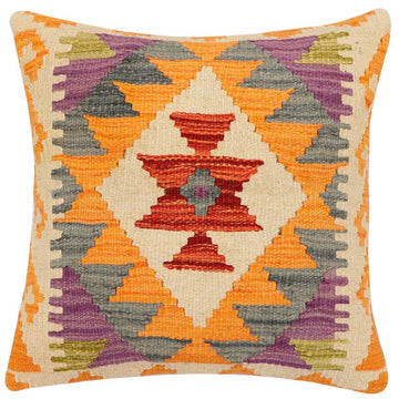 handmade Traditional Pillow Rust Gray Hand-Woven SQUARE 100% WOOL Hand woven turkish pillow2' x 2'